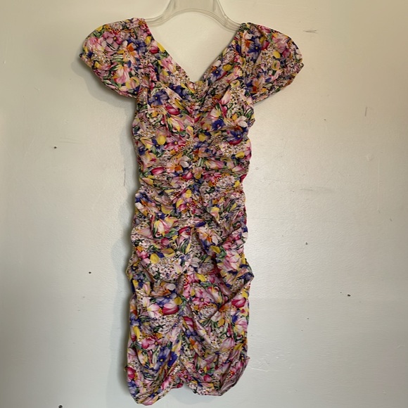 Zara Ruched Dress with Bright Floral Print, size S - Picture 7 of 11